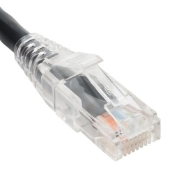 PATCH CORD- CAT5e- CLEAR BOOT- 3' BLACK